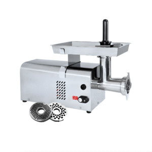 • Producción: 200 Kg/h • Discos: 2 (agujero de Ø 5 mm y Ø 8 mm). • Motor: 1 HP • Consumo de energía: 0,73 Kw/h. • Energía 220v/60Hz • Rotación del bocal: 172 rpm. • Dimensiones: 28 cm ancho x 64.5 cm fondo x 36 cm alto. • Peso: 32,2 Kg. • Estructura del cuerpo, bandeja, bocal y discos de Acero Inoxidable.