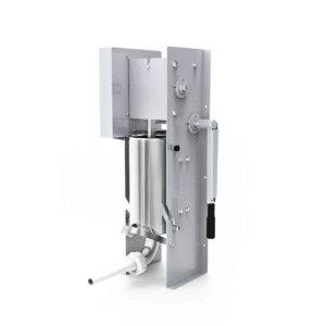 • Equipo utilizado para embutir diversos tipos de chorizos. • De manejo manual. • Dimensiones: 71 ancho x 80 cm fondo x 115 cm alto. • Peso: 25 Kg. • Tubo basculante y desmontable de acero Inoxidable. • Estructura de Acero al carbono. • Incluye 3 embudos (fino, medio y grueso)