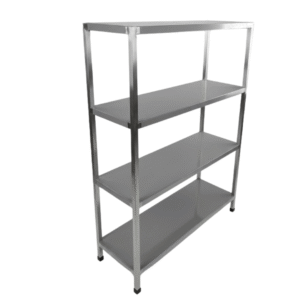 fabricado en acero inoxidable AISI 304, resistente a la corrosión y de fácil limpieza. Estructura sólida con múltiples niveles. ideal para: panaderías, pastelerías, cocinas industriales, hoteles y catering.