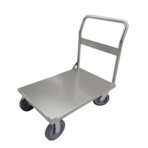 . 01 Repisa o Mesón de carga (inox. 304) -(600*600 mm) . 01 mango o reposaderos de tubo de acero inox. 304 . 04 Garruchas o ruedas giratorias para mayor movilidad . Dimensiones (mm): 1000×600 x600 «Fabricamos a media según requerimiento del cliente»