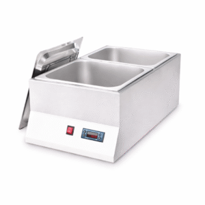 • Contiene 2 bandejas de ½ de Acero Inoxidable con tapas. • Capacidad de 8 Lt x bandeja. • Temperatura de trabajo de 0°C-90°C • Dimensiones: 35*60,5*25CM • Peso bruto: 8 kg • Estructura de AceroInoxidable.