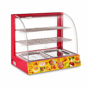 • N° de repisas: 2 unidades. • Temperatura de trabajo: 30°C a 85°C. • Potencia 0.88kW • Iluminación interior incluida. • Estructura de Acero Inoxidable • Dimensiones Equipo: 66 x 48 x 60 (cm) • Peso Equipo: Neto 18Kg