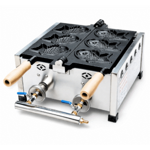 • Cuenta con 3 moldes. • Presión 2800pa • Doble baño de teflón. • Base de Acero Inoxidable. • Tamaño de forma de pez: 12,8; 7,8; 3,5 cm • Dimensiones: 37.5 40 20cm • Peso bruto: 8 kg.